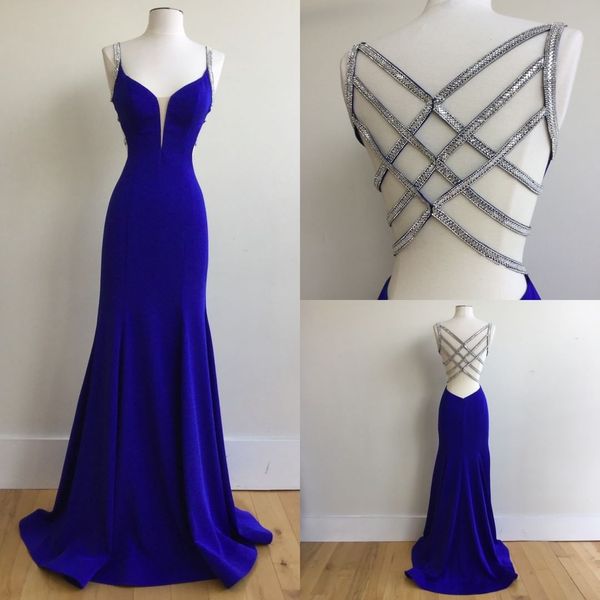 

evening dress crystals beaded sweetheart trumpet criss cross straps evening dresses spandex beaded royal blue prom evening dress, Black;red