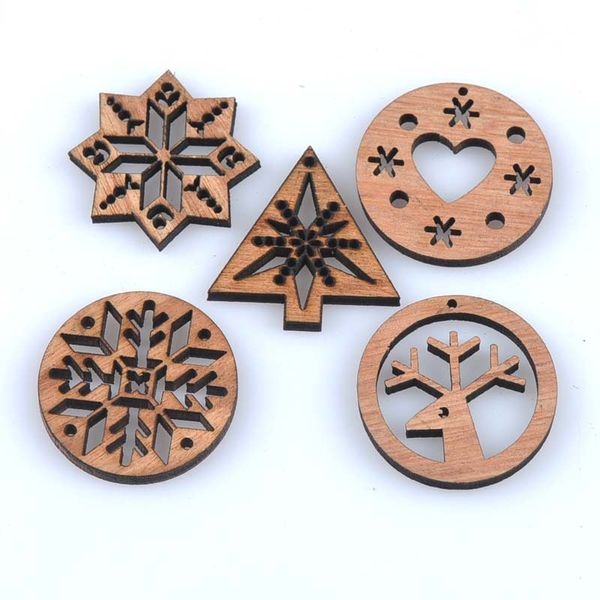 

25pcs christmas theme decorative wooden hollow out slices craft holiday wedding party decor supplies