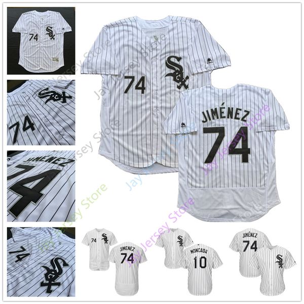 

Chicago Jersey White Sox 74 Eloy Jimenez Jiménez 10 Yoan Moncada White Pinstripe Flexbase Cool Base