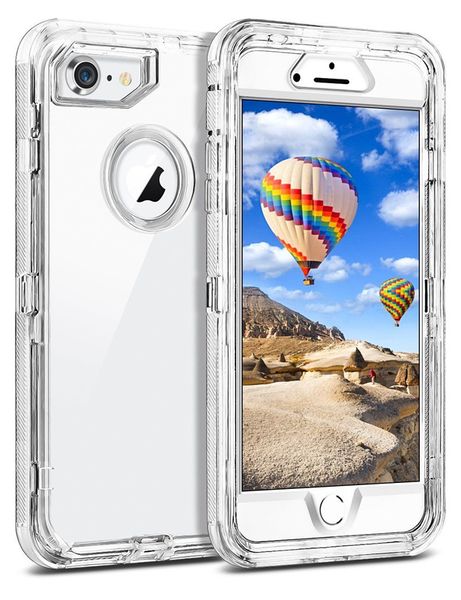 

for iphone 11 pro max xr x/xs max 6 7 8 plus hybrid robot clear shockproof 3-in-1 armor defender case ing