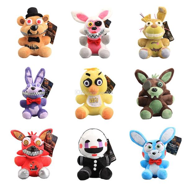 

20cm 9pcs/lot five nights at freddy fnaf fox bear bonnie plush dolls stuffed animals toy wholesale