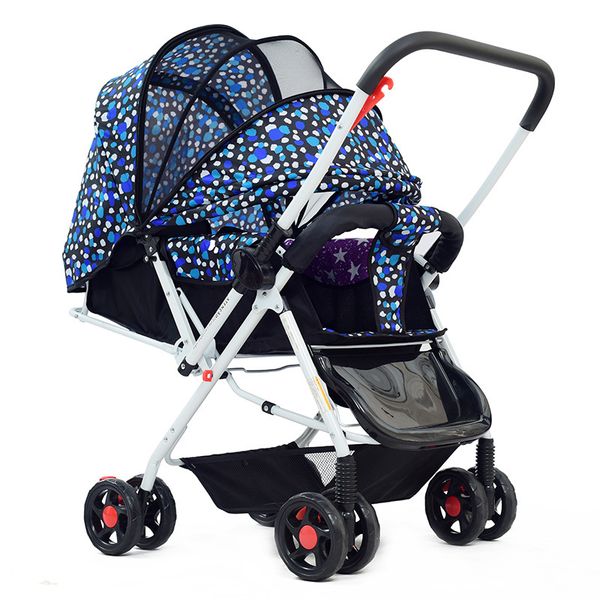 

summer baby stroller with netting newborn baby cart umbrella car four wheels pram can sit lie stroller covertible handle