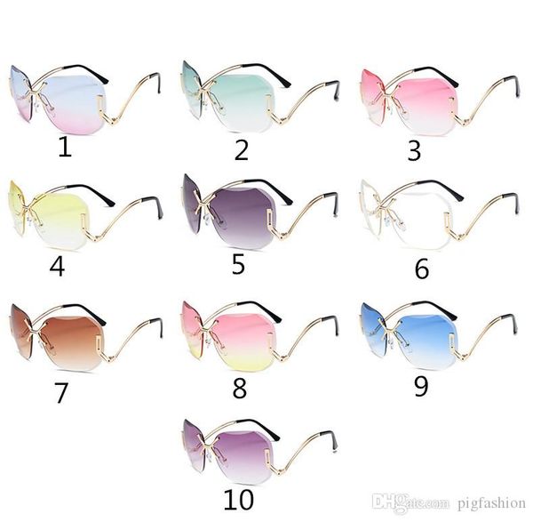 

бескаркасные cut edge солнцезащитные очки градиент рампа мода личность солнцезащитные очки океан цвет металлическая рамка очки x лепить нос, White;black