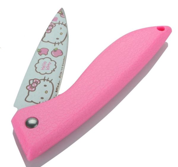 

hello kitty из нержавеющей стали складной фрукты овощные кожура нож кухни посуда мультфильм карманный нож инструменты 4 стили