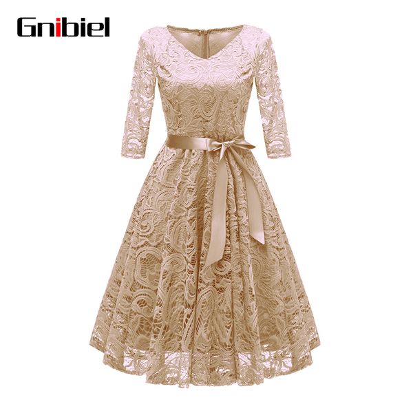 

gnibiel bohemian lace autumn purecolor chiffon dress three quarter sleeve with belt pink long sleeve plus size, White;black
