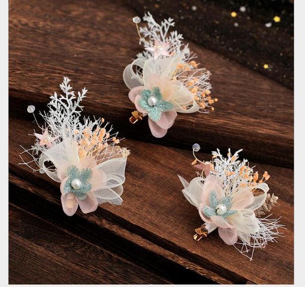 

headdress super fairy sweet flower hair jacket set new korean marriage hair ornament, Slivery;golden