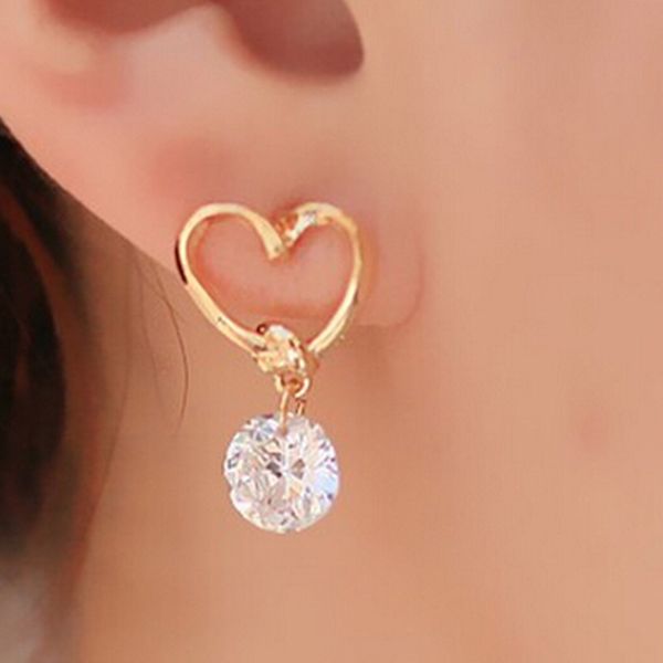 

stud earrings for women female boucle d'oreille crystal earring gold bijoux jewelry brincos woman, Golden;silver