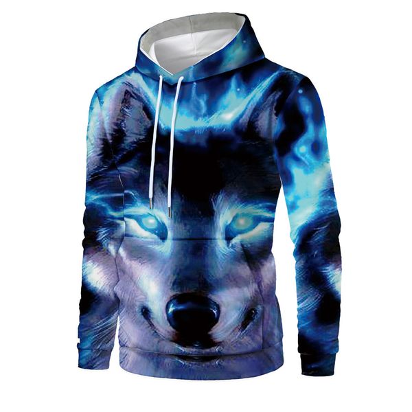 

mens designer blue-eyed wolf 3d digital printed sweater, Black