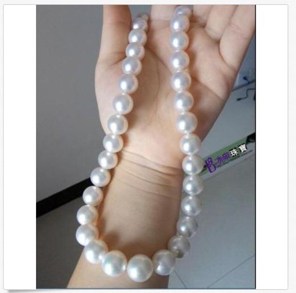 

huge charming 11-12m natural south sea white pearl necklace 18inch 14k, Silver