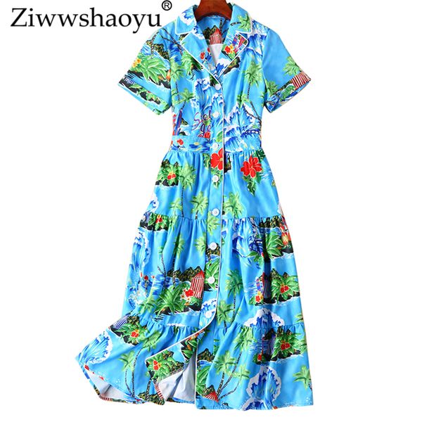 

ziwwshaoyu elegant print cardigan dresses single-breasted turn-down collar temperament a-line dress spring and summer new women, Black;gray