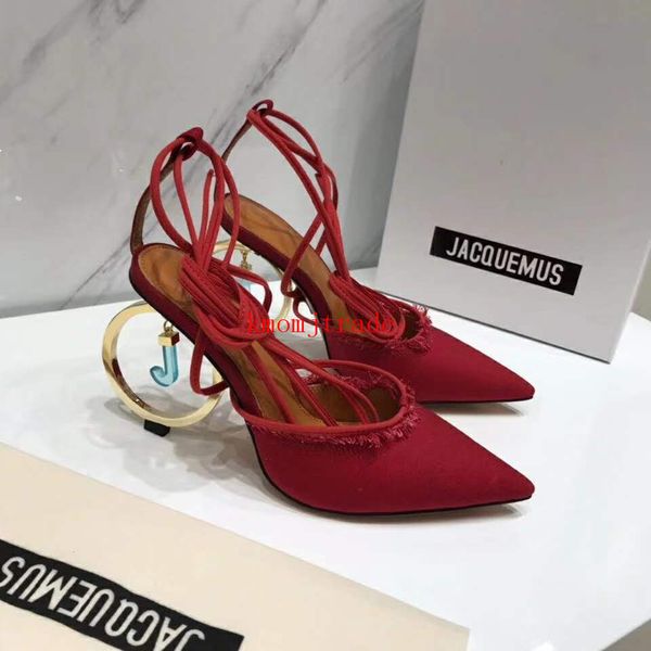 

official quality jacquemus les chaussures riviera pumps women jacquemus chaussures riviera sandal new designer luxury 11cm shoes, Red;white