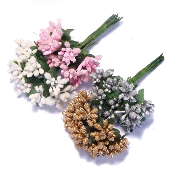 

ccinee 12pcslot mulberry party artificial flower stamen wire stemmarriage leaves stamen wedding box decoration pet supplies home garden