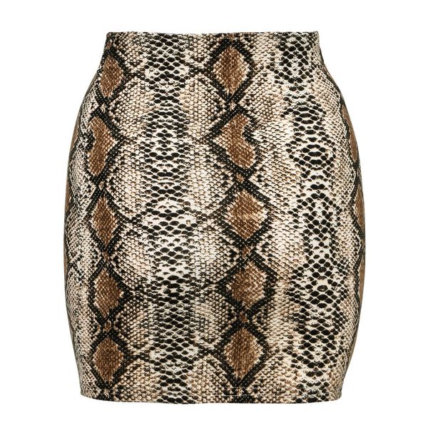 

sleeper #501 2019 new fashion women snake print high waist zippers pencil mini skirt short casual party ing, Black