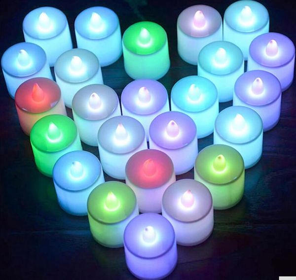 24 pçs/set controle remoto recarregável luz de chá velas led fosco sem chama tealight multi-cor mudança vela lâmpada festa