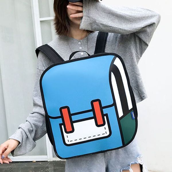 

women nylon shoulder bag backpack set 2d drawing cartoon school bags travel bookbag for teenagers girls lx9f