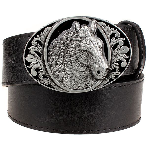 

fashion belt horse pattern animal belts cowboy style men's jeans belt punk rock style accessories, Black;brown