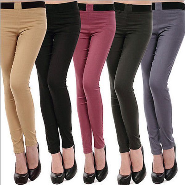 

2020 new fashion women black solid color long leggings pants