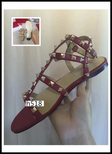 

high-quality original box designer women's sandals shoes rivets decorated dress shoessize 38, Black