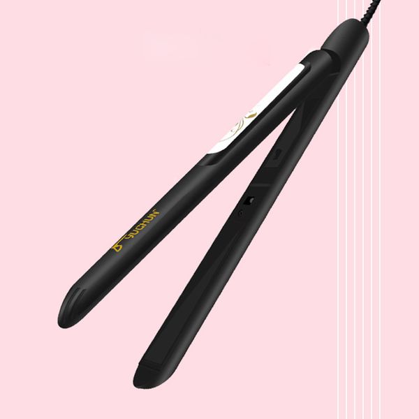 

household mini portable electric hair curler straight hair personal styling tools thermostatic straight splint, Black