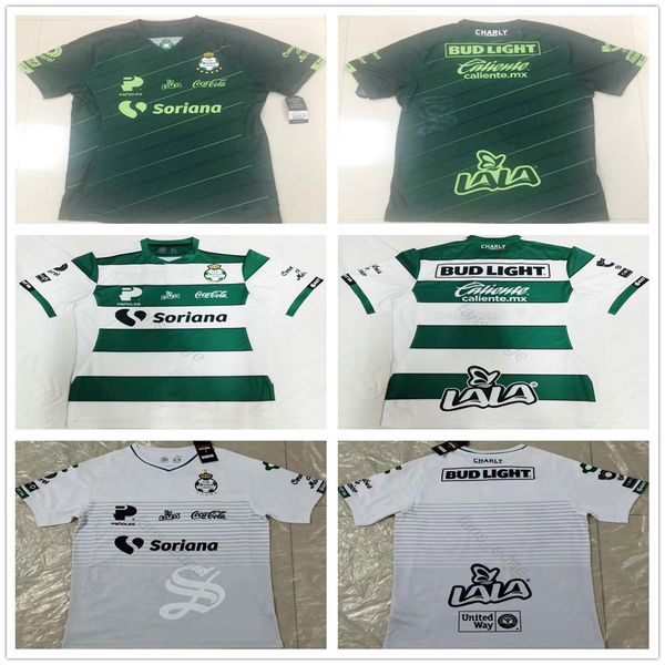 

19 20 liga mx club santos laguna soccer jerseys customize any name number home away third green black white grey football shirt uniform, Black;yellow