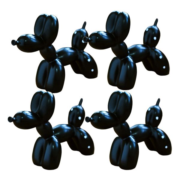 

4pcs black resin metallic balloon dog art figure statue deskornament