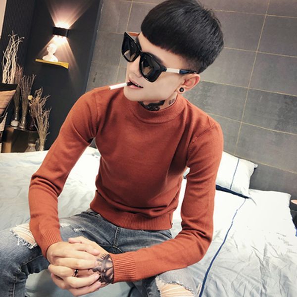 

высокий воротник свитер мужская толстая зима тонкий мужская осенняя куртка 2019 осень новый тренд дна свитер, White;black