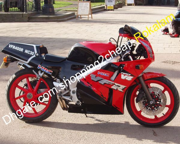 Honda NC30 VFR400R için Motosiklet Parçaları VFR400RR V4 VFR 400R Kırmızı Siyah Fairing Kiti Kırmızı Siyah 1988 1989 1990 1991 1992