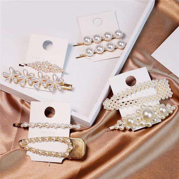 

2019 new fashion temperament 13 styles imitation abs pearl hairpins clips for women girl hair clips headwear hair accessories vajqj, Black