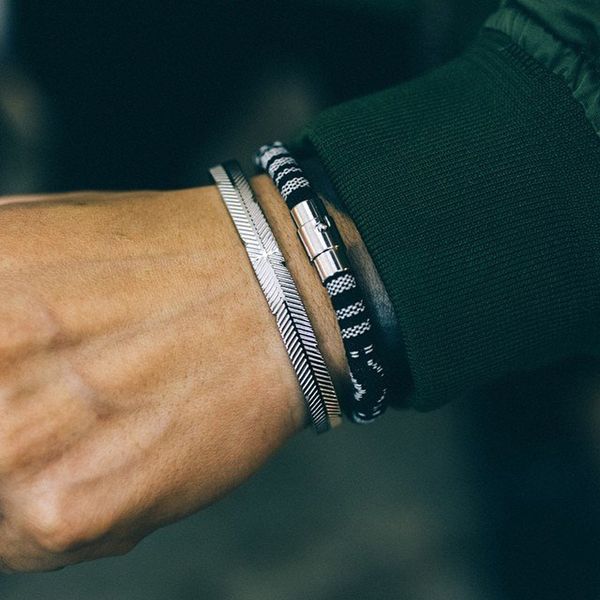 

super flash opening bangles charm stripe arm cuff punk bracelet retro titanium silver men, White