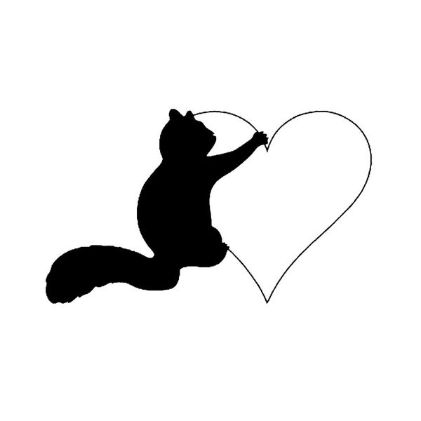 

13.7cm*7.9cm new style lovely squirrel hugging heart vinyl car sticker