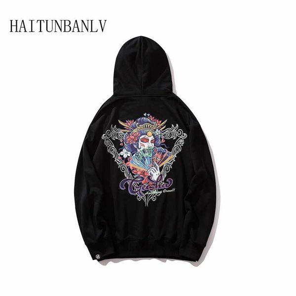 

new hip hop evil gogie hooded sweatshirt tracksuit pocket streetwear casual harajuku fashion men's hoodies, Black