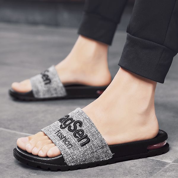 

slippers harogath summer men casual shoes comfortable sandals non-slip bathroom home slides flats zapatos de hombre, Black