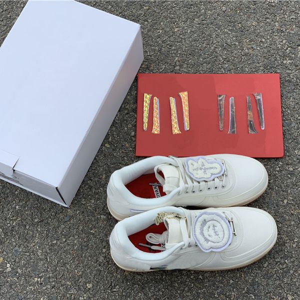 

white travis scotti x 1 skateboard shoes low sail 3m reflective sports shoes mens cool designer shoes sports sneakers high quality