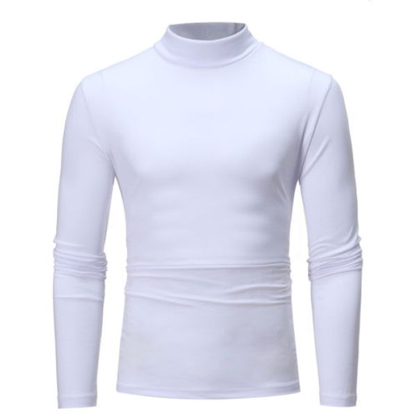 

men casual turtle neck long sleeve cotton t shirt man's t-shirt cloth, White;black