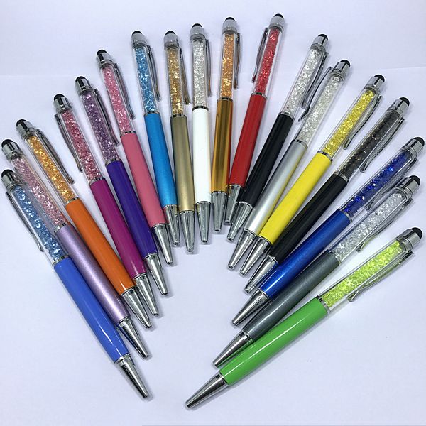 

2 in 1 crystal capacitive touch screen stylus ballpoint pen for iphone samsung ipad tablet universal new