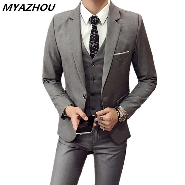 

suit sets men's 3 piece set fashion men's business slim formal suit boutique casual banquet wedding groomsman s-4xl, White;black
