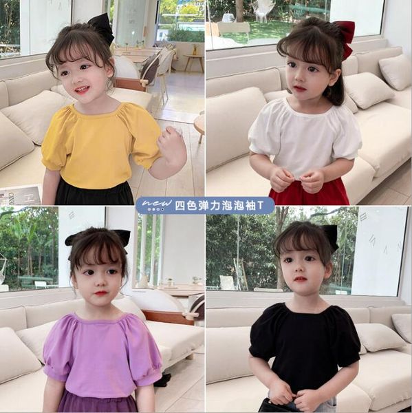 

2020 new girls t-shirt summer fashion cotton short sleeve girls 1-7t qh72, Blue