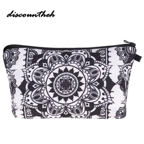 

popular style black 3d printing bag women cosmetics bags organizer makeup bag