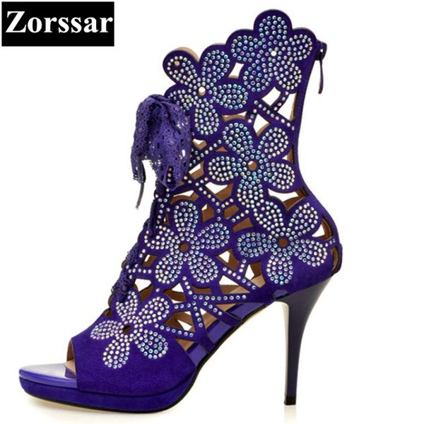 

summer women shoes rhinestone high heels sandals open toe 2018 new fashion roman gladiator suede womens peep toe heels shoes, Black