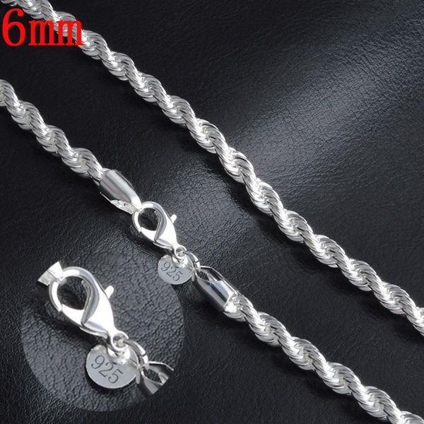 

extremely jewelry for man 6mm 20inches 925 sterling silver twisted rope chain necklace fashion male mens jewellery hipping