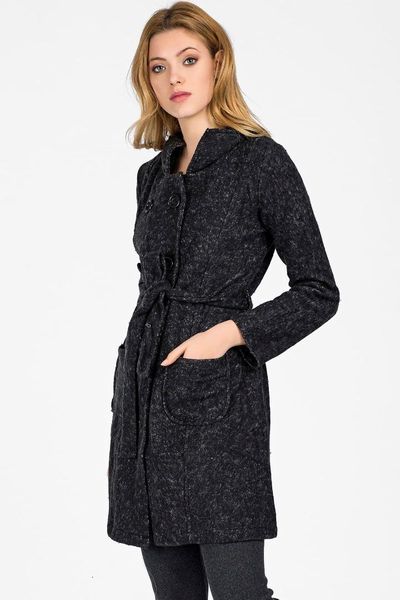 

хлопок настроение женщины black кнопка карманы опоясанный coat 9051890, Black;brown