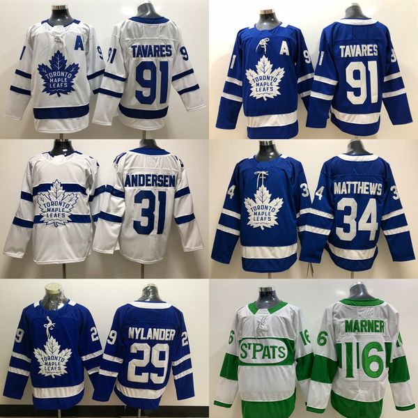 

91 John Tavares Jersey Toronto Maple Leafs 29 William Nylander 16 Mitch Marner 34 Auston Matthews 31 Frederik Andersen Hockey Jerseys