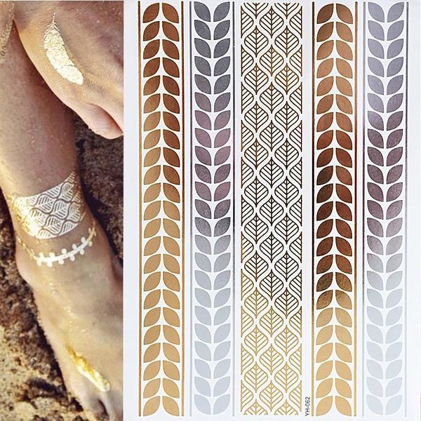 

1pcs tattoo sticker glitter gold foil temporary body art sticker for girls women