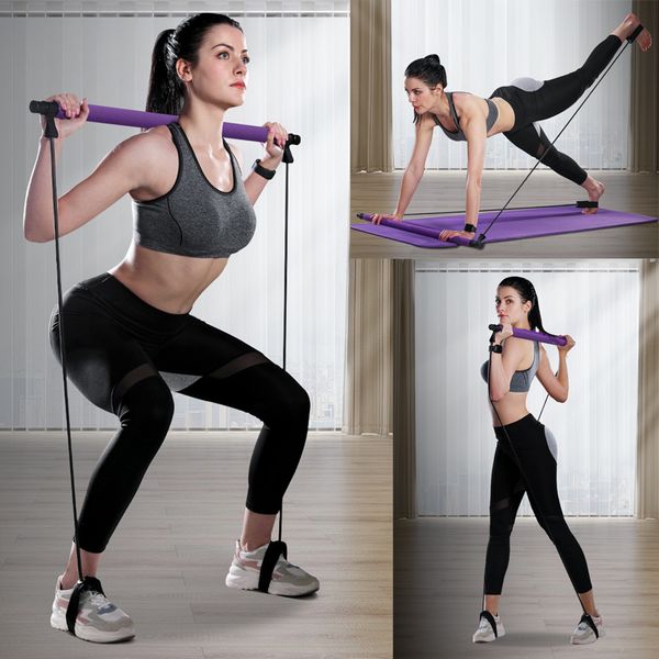 

yoga pull rods portable home yoga gym body abdominal resistance bands for pilates exercise stick toning bar fitness rope puller
