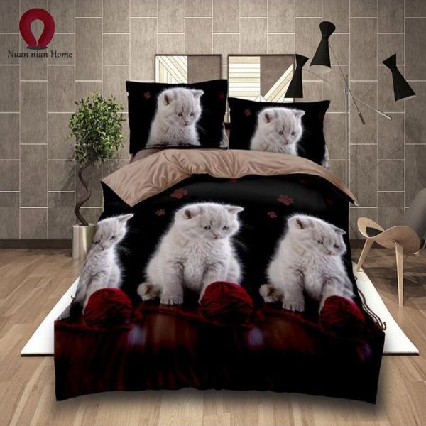

kitten 3d bedding 4 piece quilt cover sheets pillowcase home children school environmental printing wholesale retail i