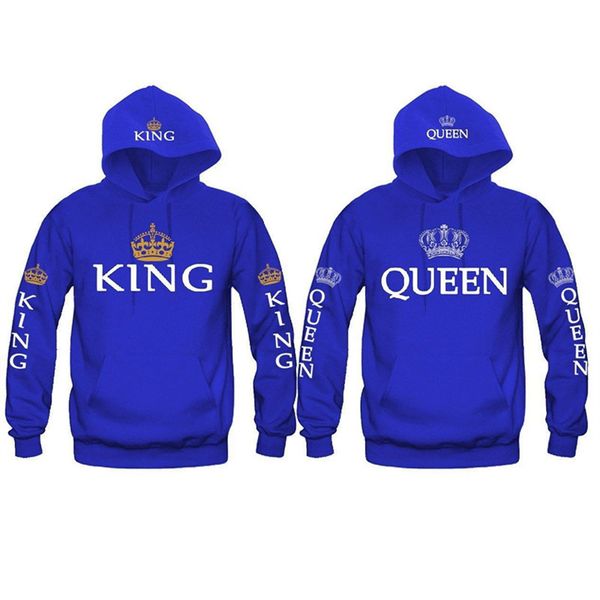 

women sweatshirt women clothes new fashion king queen printed sweatshirt lovers couples hooded sweatshirt casual pullovers drop shipping, Black