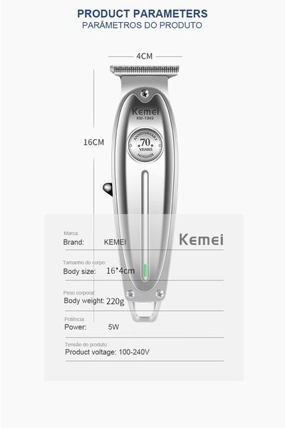 

kemei все металлы профессиональные электрические машинки для стрижки волос перезаряжаемый триммер волос стрижка бритье машина kit km-1949 sw