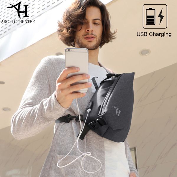

arctic fashion outdoor sport travel casual men's chest bag crossbody shoulder bag with external usb charging port
