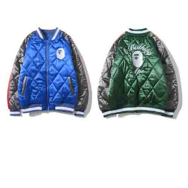 

tide brand cotton clothing mens designer jacket fashion trend parka coat ape man embroidered jacket baseball cotton jacket pilot jackets, Black;brown