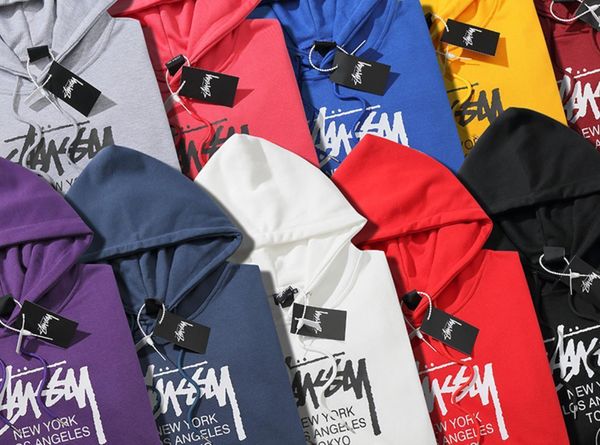 

stussys men designer hoodie white luxury fashion hoodies street hip hop embroidery cotton mens clothing wild couples stone 2019, Black